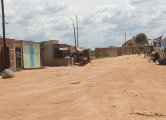 Derelict township in diamond-rich area.