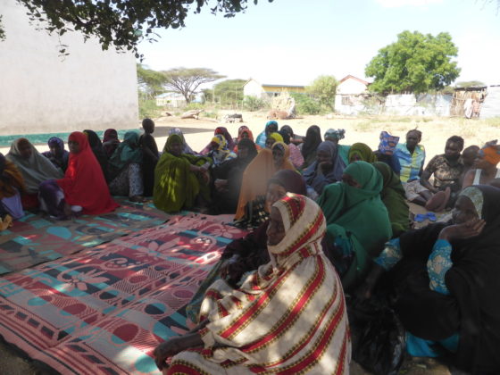 Women refugees converge for gender violence debriefing and education in Dadaab refugee camp.