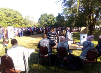 Voters line up to cast votes