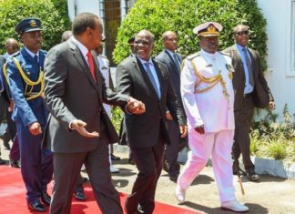 Presidents Uhuru Kenyatta and John Magufuli