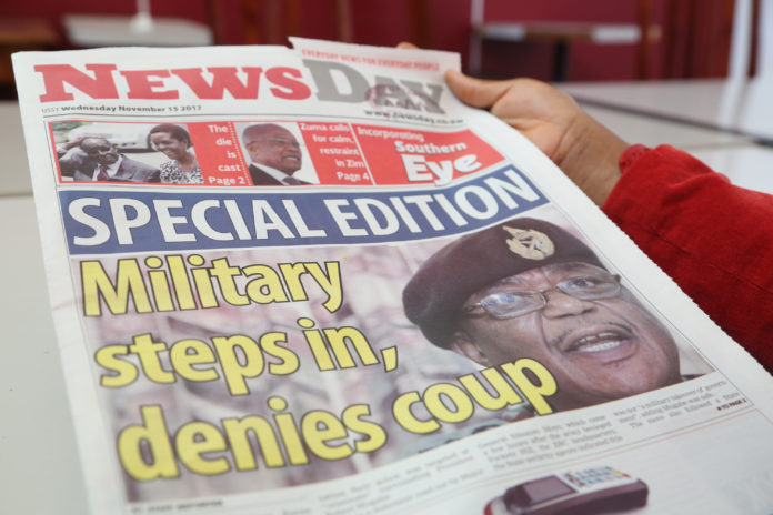 A front page of an independent newspaper during the coup