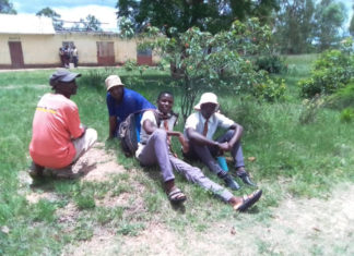 Photo moment at a dilapidated school