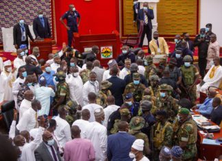 Soldiers in Ghana's Parliament