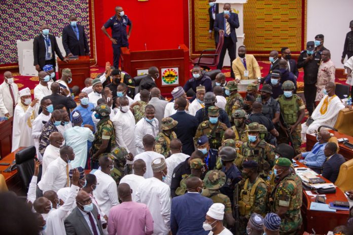 Soldiers in Ghana's Parliament