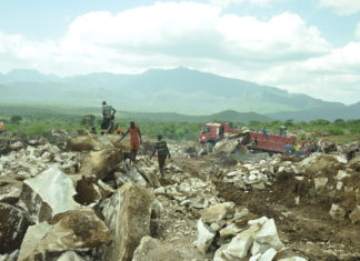 A limestone and marble mining site in Tapac Sub-county