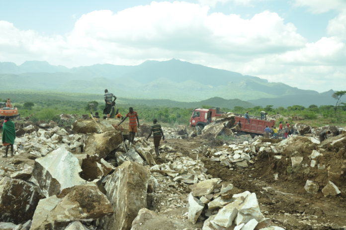 A limestone and marble mining site in Tapac Sub-county