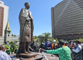 Statue of War Heroine in 19th century Zimbabwe