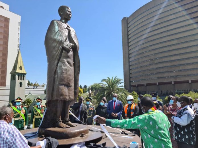 Statue of War Heroine in 19th century Zimbabwe