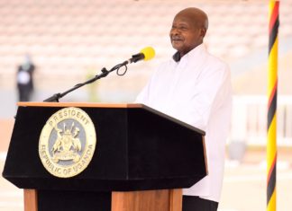 President Yoweri Museveni gives a speech at the event to mark the signing of the final investment decision that will kick start the development of Uganda’s vast crude oil reserves