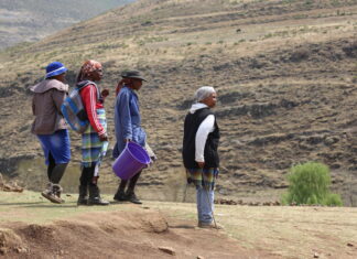 Women from a Maloraneng village in Lesotho