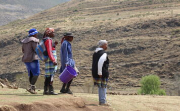 Women from a Maloraneng village in Lesotho