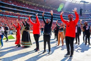 The Economic Freedom Fighters (EFF) celebrate 10 years at the FNB stadium in Johannesburg.