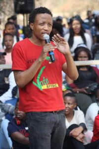 Dumisani Baleni, addressing the Vaal University of Technology students ahead of the Student's Representative Council election in 2018.