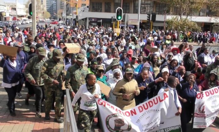 Operation Dudula supporters marched in the Johannesburg Central Business District.