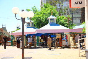 Stalls that trade in arts and craft in Windhoek's CBD.