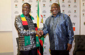 Zimbabwe's President Emmerson Mnangagwa and Cyril Ramaphosa, South Africa's President