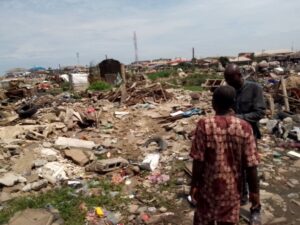 Picture of demolished site at the Mosafejo-Oworonshoki community