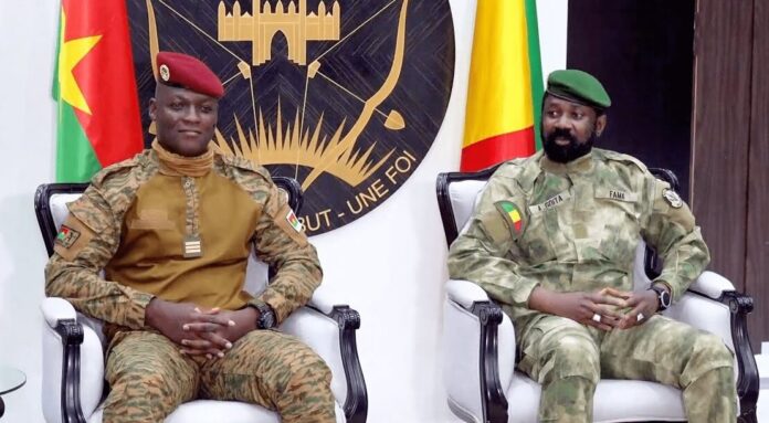 Heads of State for Burkina Faso, Captain Ibrahim Traoré (left) and Colonel Assimi Goïta of Mali (right).