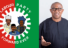 The Labour Party logo and Peter Obi